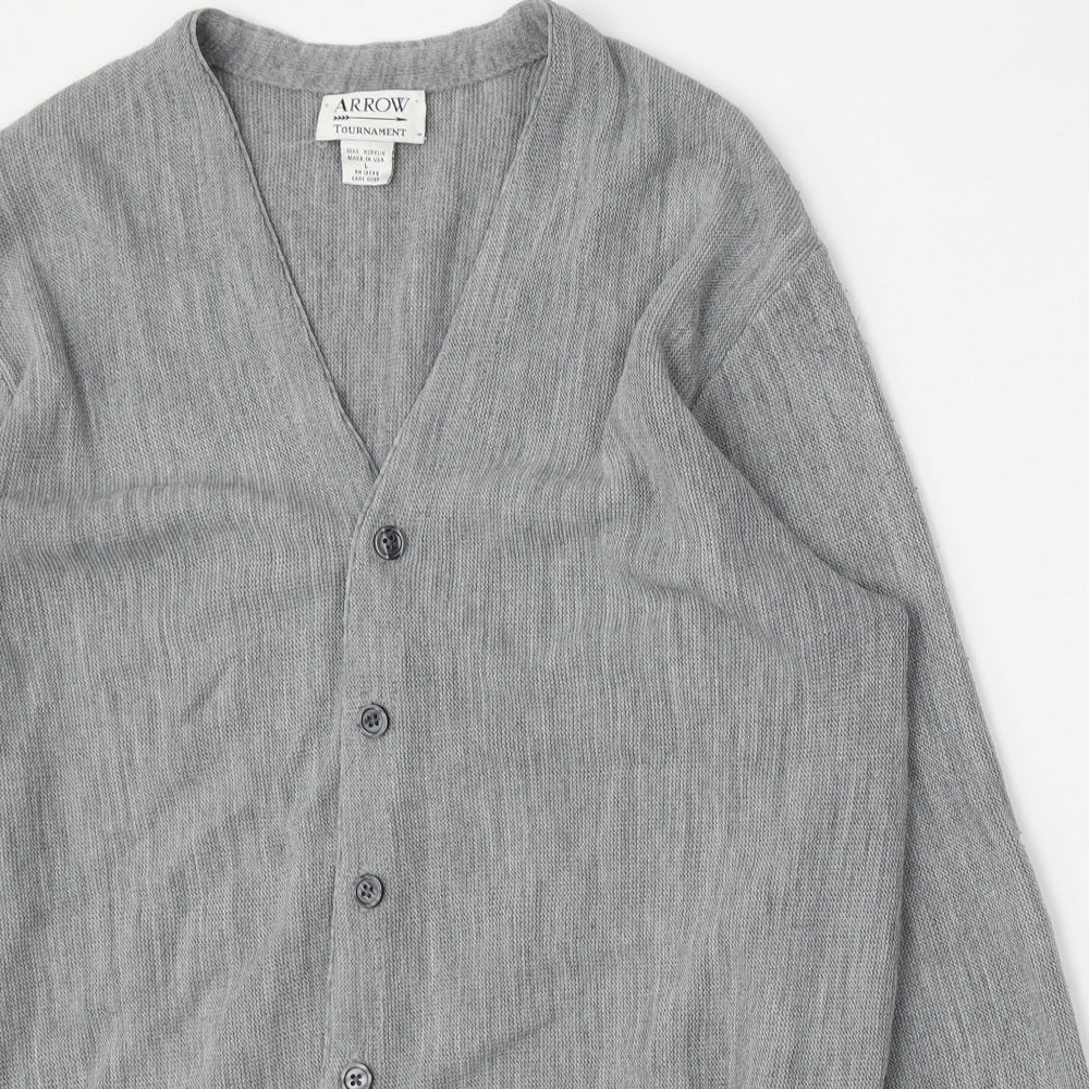 Arrow Tournament Womens Grey V-Neck  Acrylic Cardigan Jumper Size L
