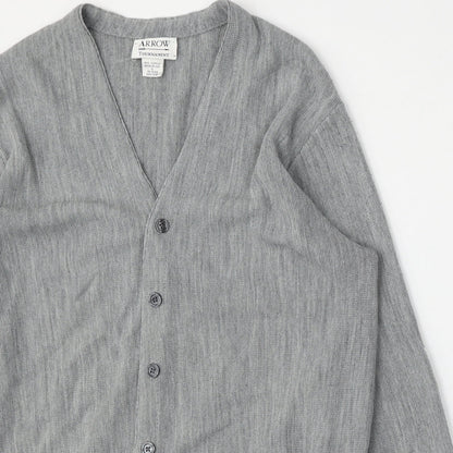Arrow Tournament Womens Grey V-Neck  Acrylic Cardigan Jumper Size L