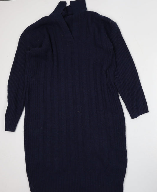 TU Womens Blue Collared  Acrylic Pullover Jumper Size 10