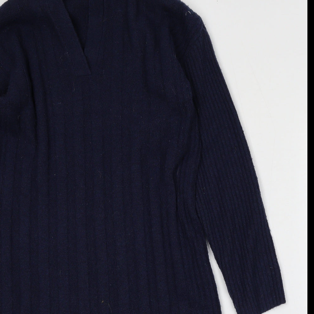 TU Womens Blue Collared  Acrylic Pullover Jumper Size 10