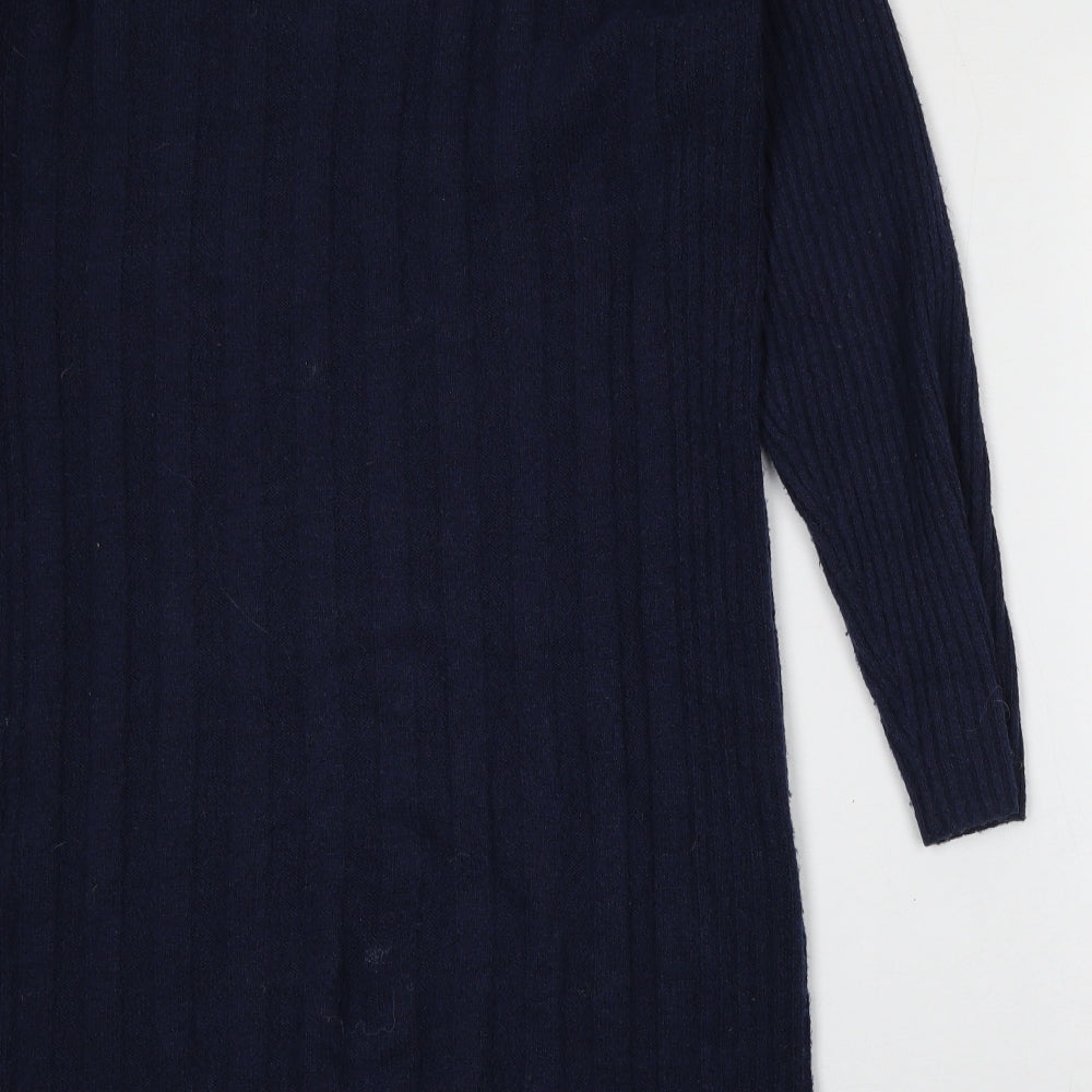 TU Womens Blue Collared  Acrylic Pullover Jumper Size 10