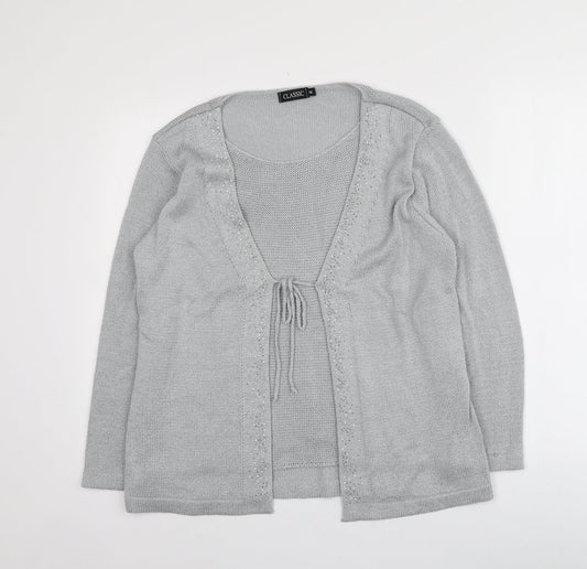 Womens UK Size M Classic Grey Cardigan Jumper