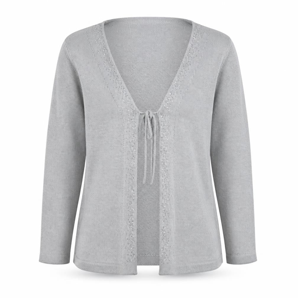 Classics Womens Grey V-Neck  Acrylic Cardigan Jumper Size M