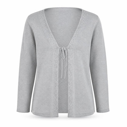 Classics Womens Grey V-Neck  Acrylic Cardigan Jumper Size M