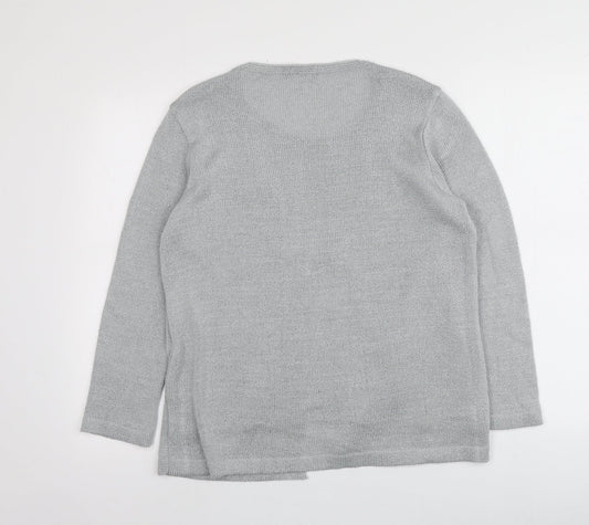 Womens UK Size M Classic Grey Cardigan Jumper