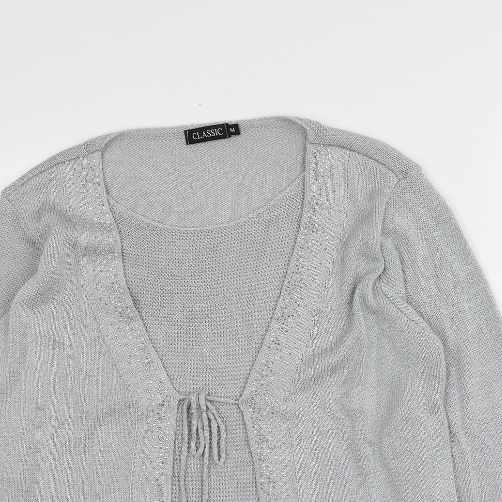 Womens UK Size M Classic Grey Cardigan Jumper