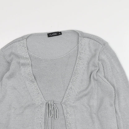 Womens UK Size M Classic Grey Cardigan Jumper