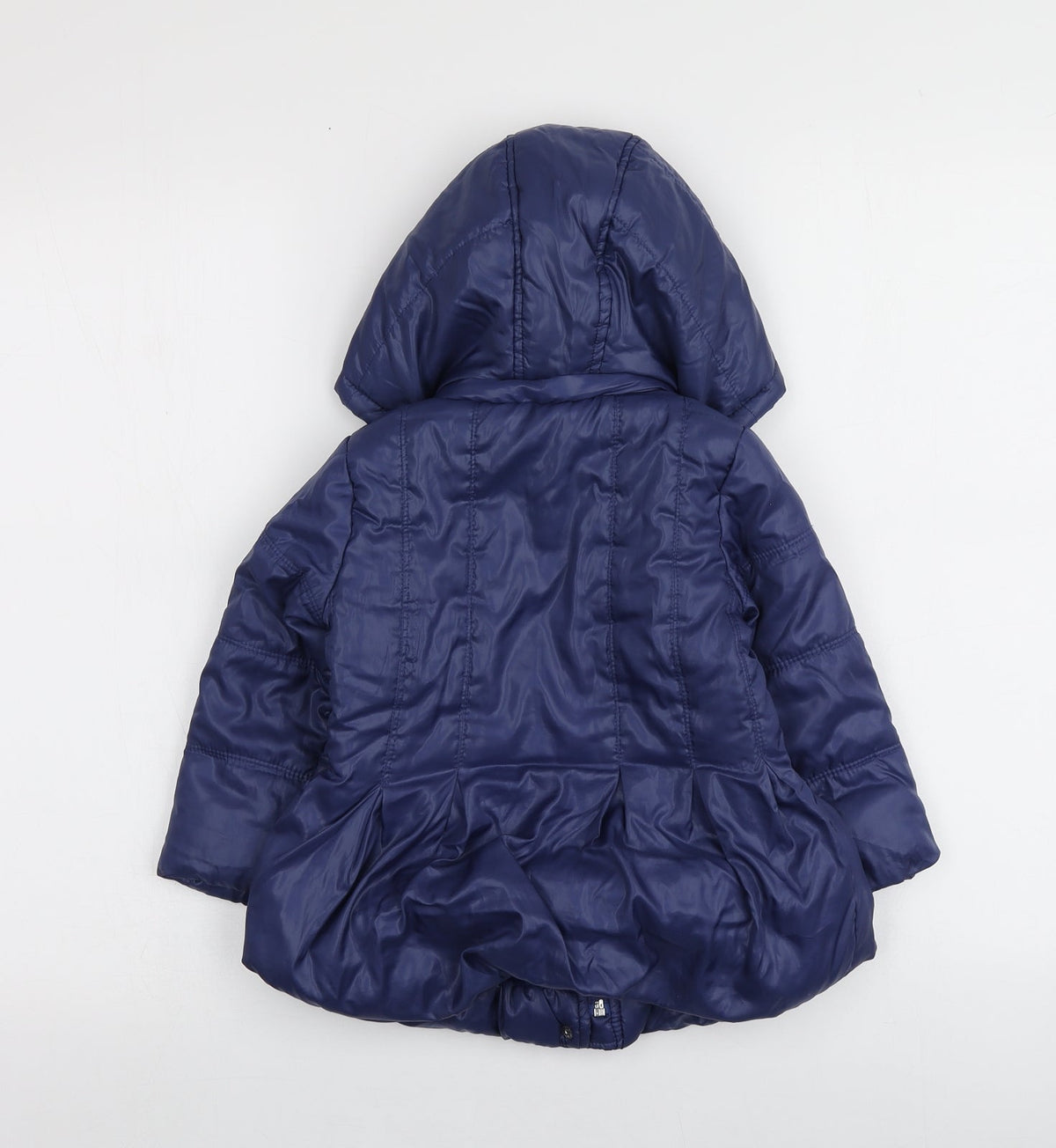 Back view of Blukids girls’ blue jacket, size 18, months
