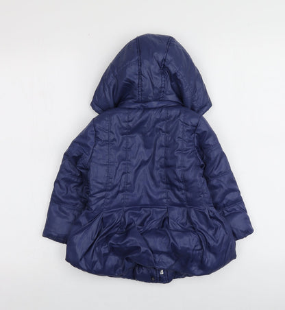 Back view of Blukids girls’ blue jacket, size 18, months
