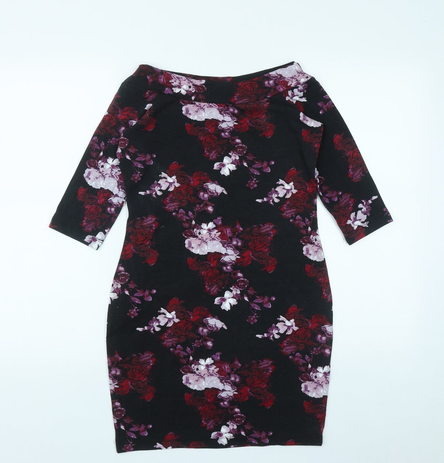 Atmosphere Womens Multicoloured Floral Cotton Bodycon  Size 10  Boat Neck