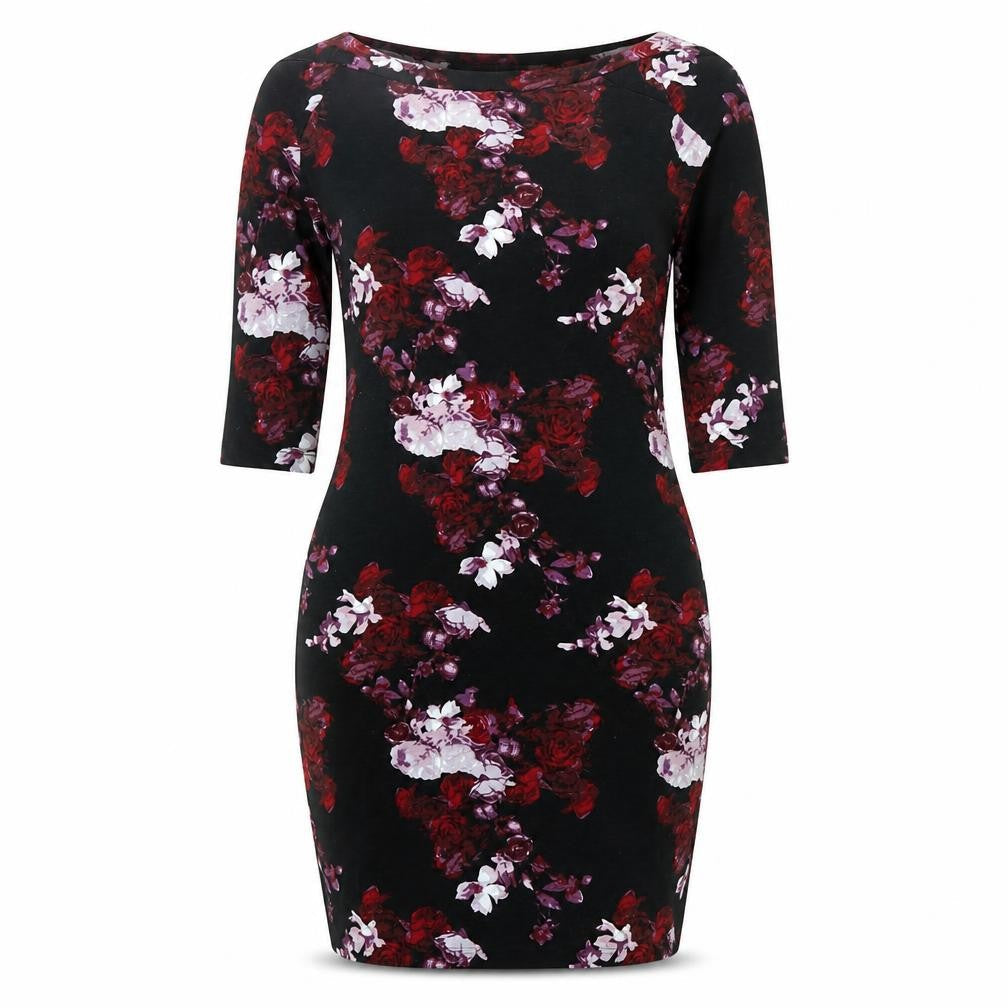 Atmosphere Womens Multicoloured Floral Cotton Bodycon  Size 10  Boat Neck