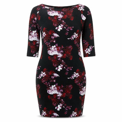 Atmosphere Womens Multicoloured Floral Cotton Bodycon  Size 10  Boat Neck