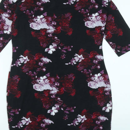 Atmosphere Womens Multicoloured Floral Cotton Bodycon  Size 10  Boat Neck