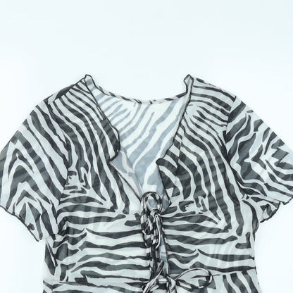 SheIn Womens Multicoloured Geometric Polyester Wrap Blouse Size XL V-Neck