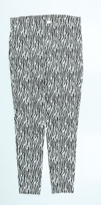 Quiz Womens Multicoloured Geometric Cotton Straight Jeans Size 12 L27 in Regular Zip