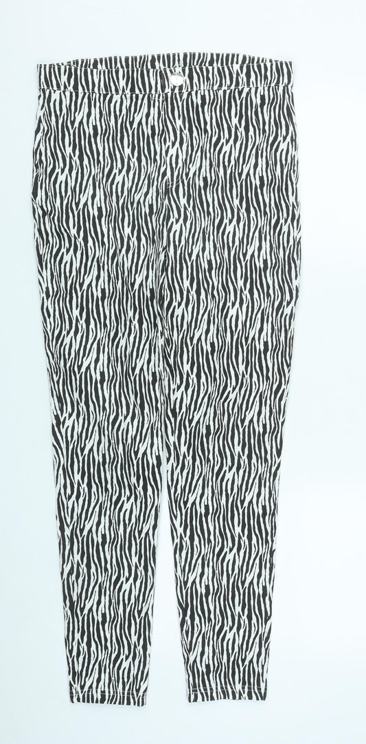 Quiz Womens Multicoloured Geometric Cotton Straight Jeans Size 12 L27 in Regular Zip