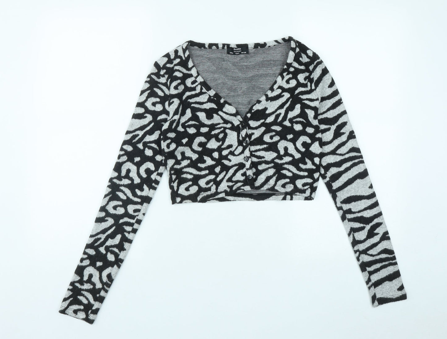 Womens UK Size S Bershka Black Cardigan Jumper