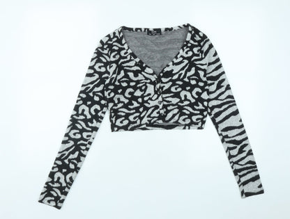 Womens UK Size S Bershka Black Cardigan Jumper