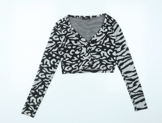 Womens UK Size S Bershka Black Cardigan Jumper
