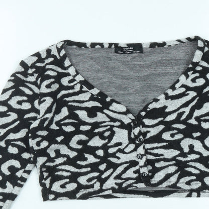 Womens UK Size S Bershka Black Cardigan Jumper
