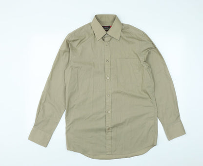 Mens UK Size 14.5 Burton Brown  Button-Up Long Sleeve Casual Shirt