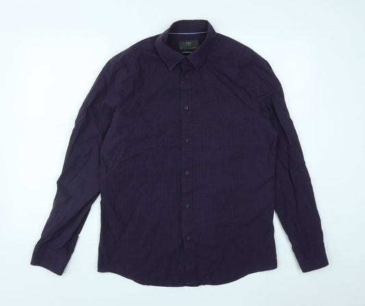 Mens UK Size M Marks and Spencer Purple  Button-Up Long Sleeve Casual Shirt