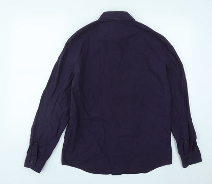 Mens UK Size M Marks and Spencer Purple  Button-Up Long Sleeve Casual Shirt