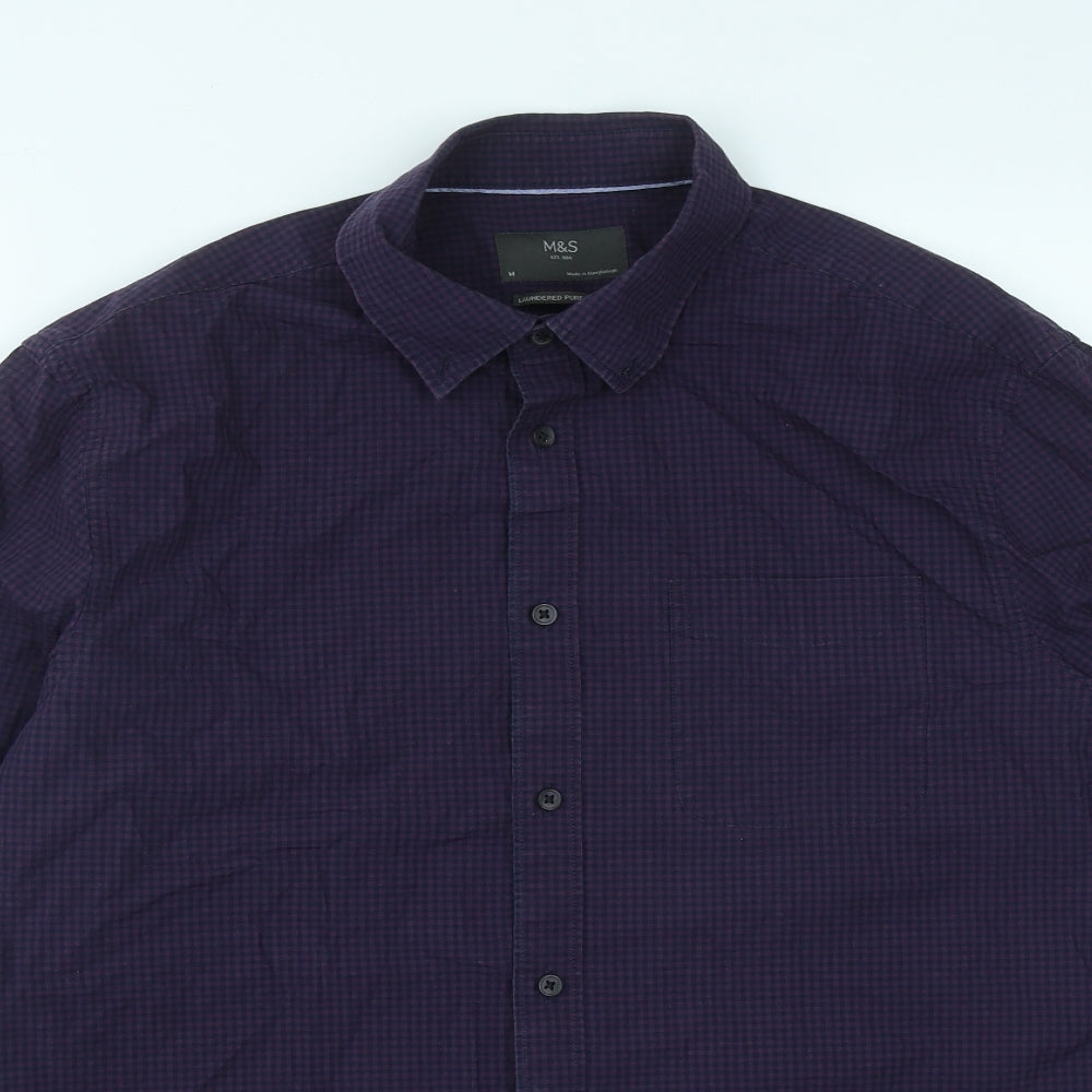 Mens UK Size M Marks and Spencer Purple  Button-Up Long Sleeve Casual Shirt