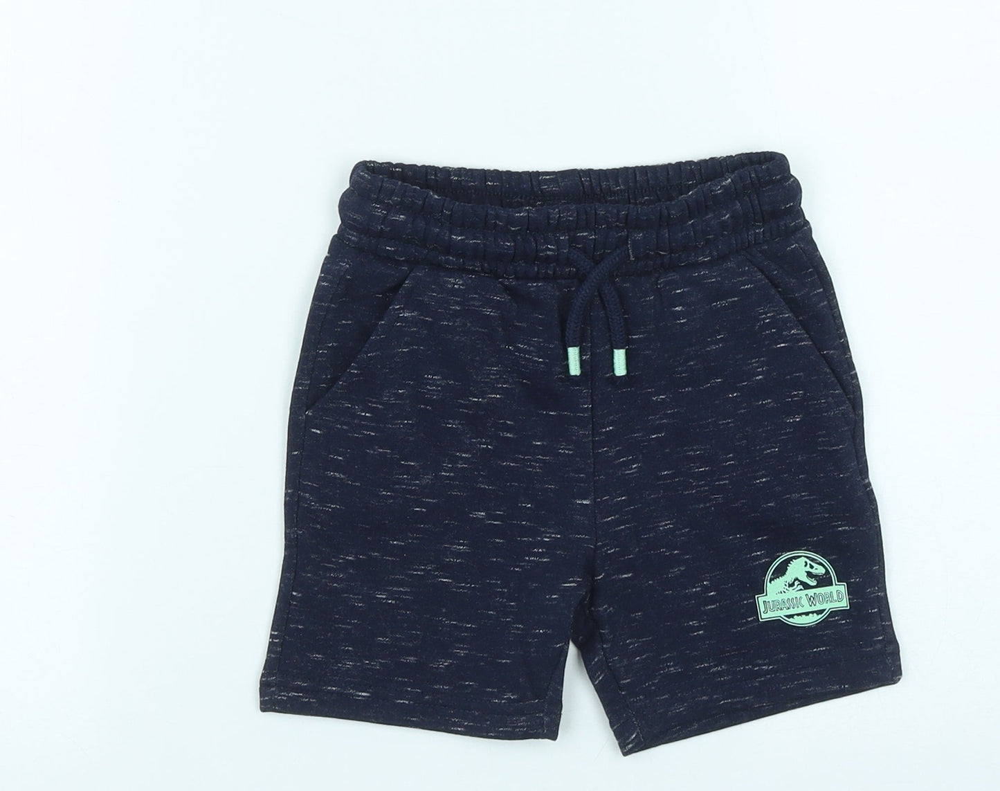 F&F  Boys Blue  Cotton Cropped Trousers Size 18-24 Months  Drawstring - Jurassic World