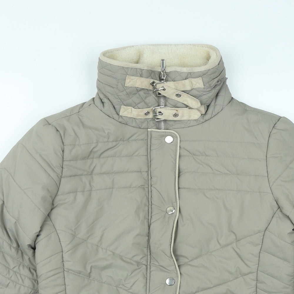 Womens UK Size 10 New Look Beige Quilted Coat