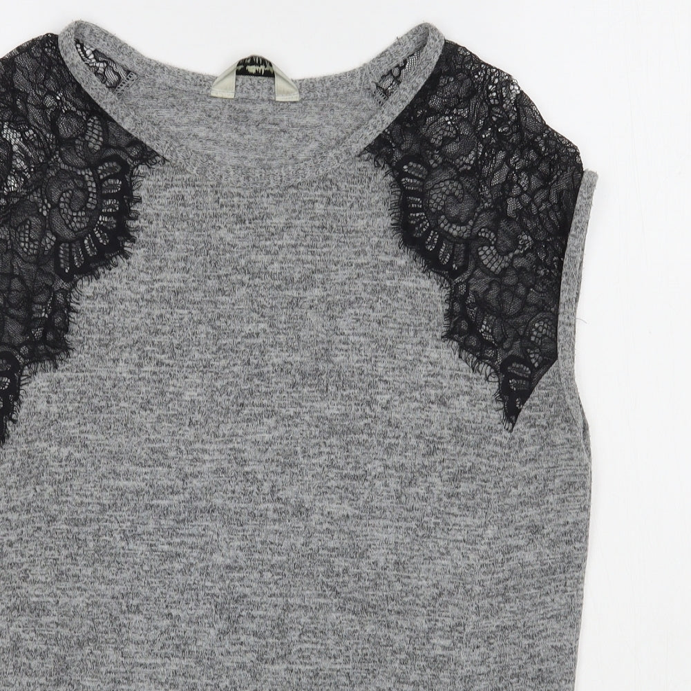 Womens UK Size 6 Miss Selfridge Grey Basic T-Shirt