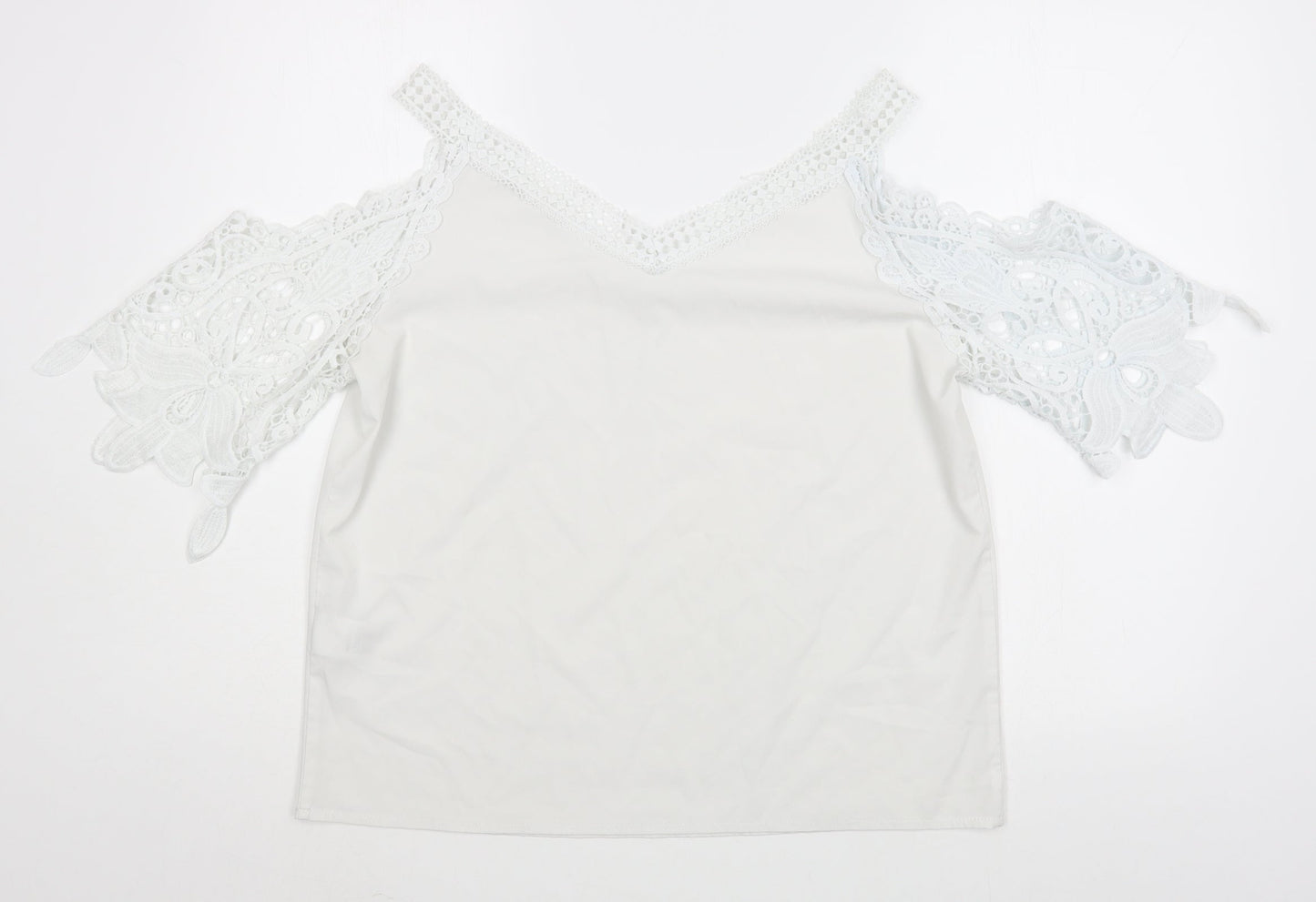 Womens UK Size L Preworn White Basic Blouse