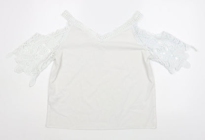 Womens UK Size L Preworn White Basic Blouse