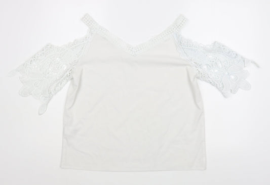 Womens UK Size L Preworn White Basic Blouse
