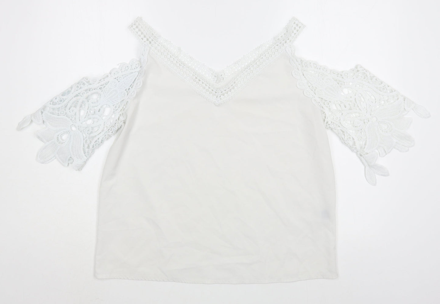 Womens UK Size L Preworn White Basic Blouse