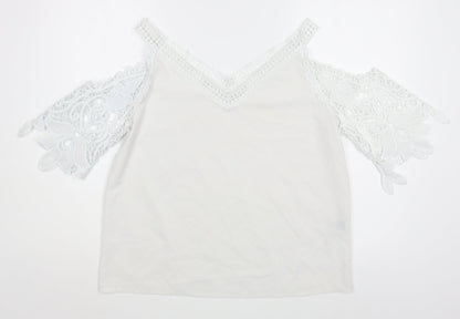Womens UK Size L Preworn White Basic Blouse