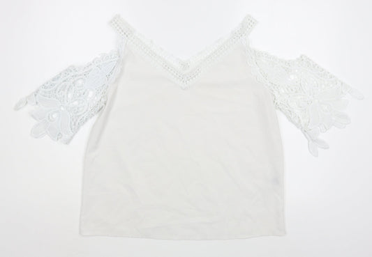 Womens UK Size L Preworn White Basic Blouse