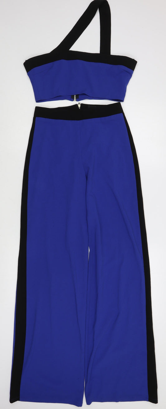 Missguided Womens Blue  Polyester Trousers Outfit/Set Size 10  Zip