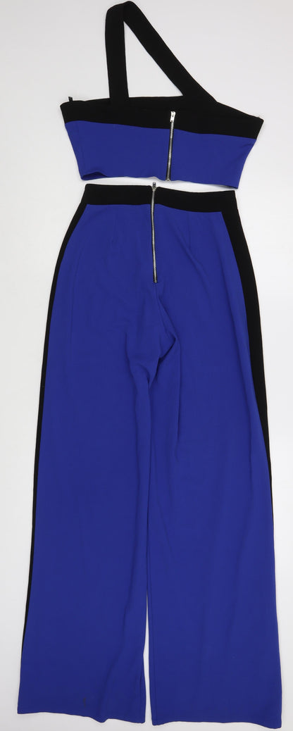 Missguided Womens Blue  Polyester Trousers Outfit/Set Size 10  Zip