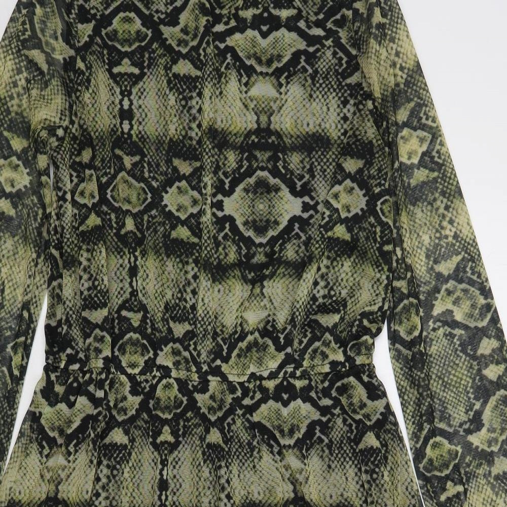 Copperose Womens Brown Animal Print Polyester A-Line  Size M  Boat Neck Button