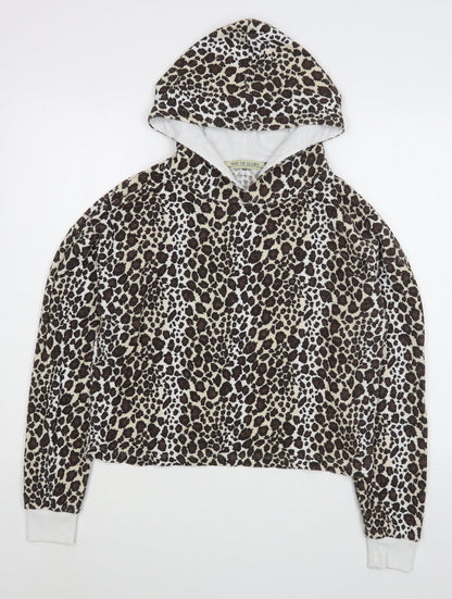 Way of Glory Womens Brown Animal Print Polyester Pullover Hoodie Size L  Pullover