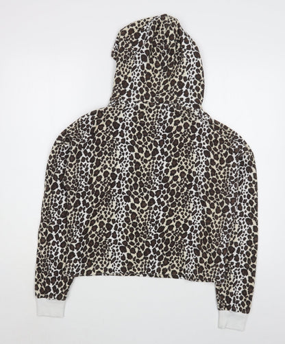 Way of Glory Womens Brown Animal Print Polyester Pullover Hoodie Size L  Pullover