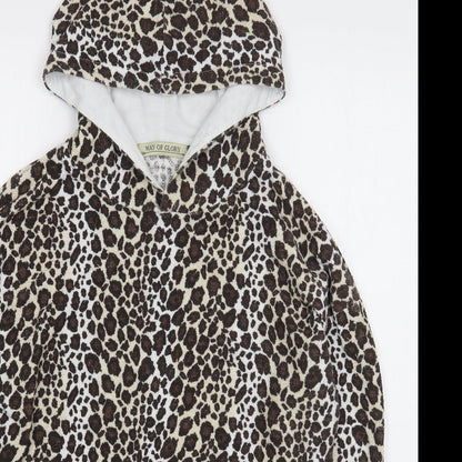 Way of Glory Womens Brown Animal Print Polyester Pullover Hoodie Size L  Pullover
