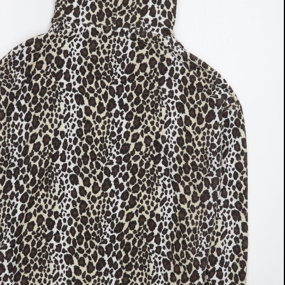 Way of Glory Womens Brown Animal Print Polyester Pullover Hoodie Size L  Pullover