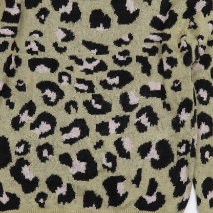 Maglia Womens Brown Round Neck Animal Print Acrylic Pullover Jumper Size L