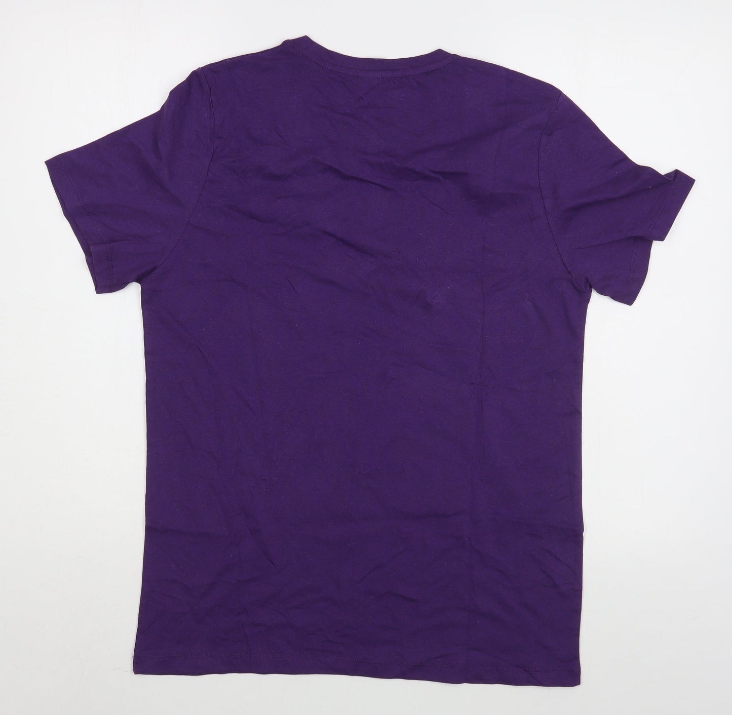 Barefoot Mens Purple  Cotton  T-Shirt Size S Round Neck