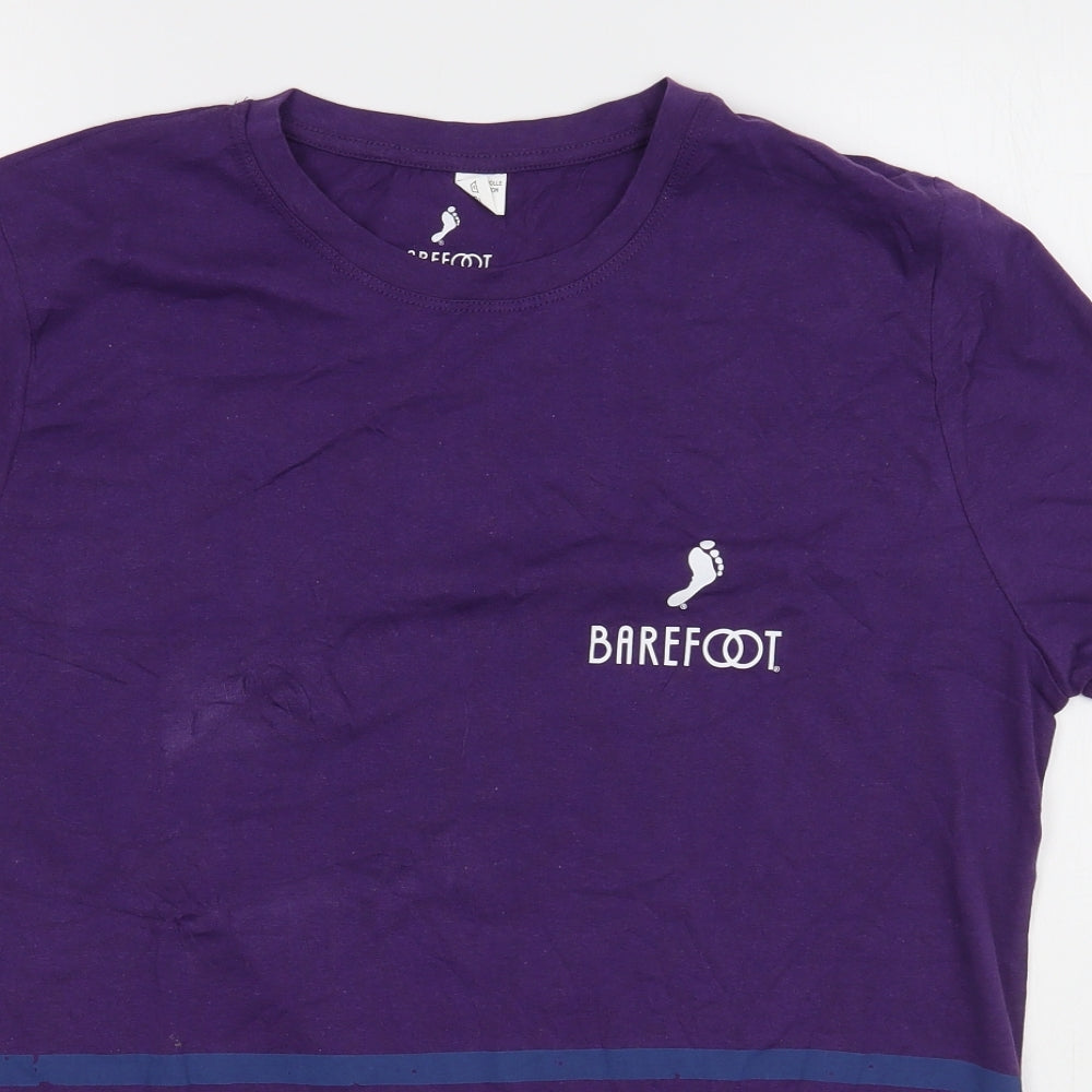 Barefoot Mens Purple  Cotton  T-Shirt Size S Round Neck
