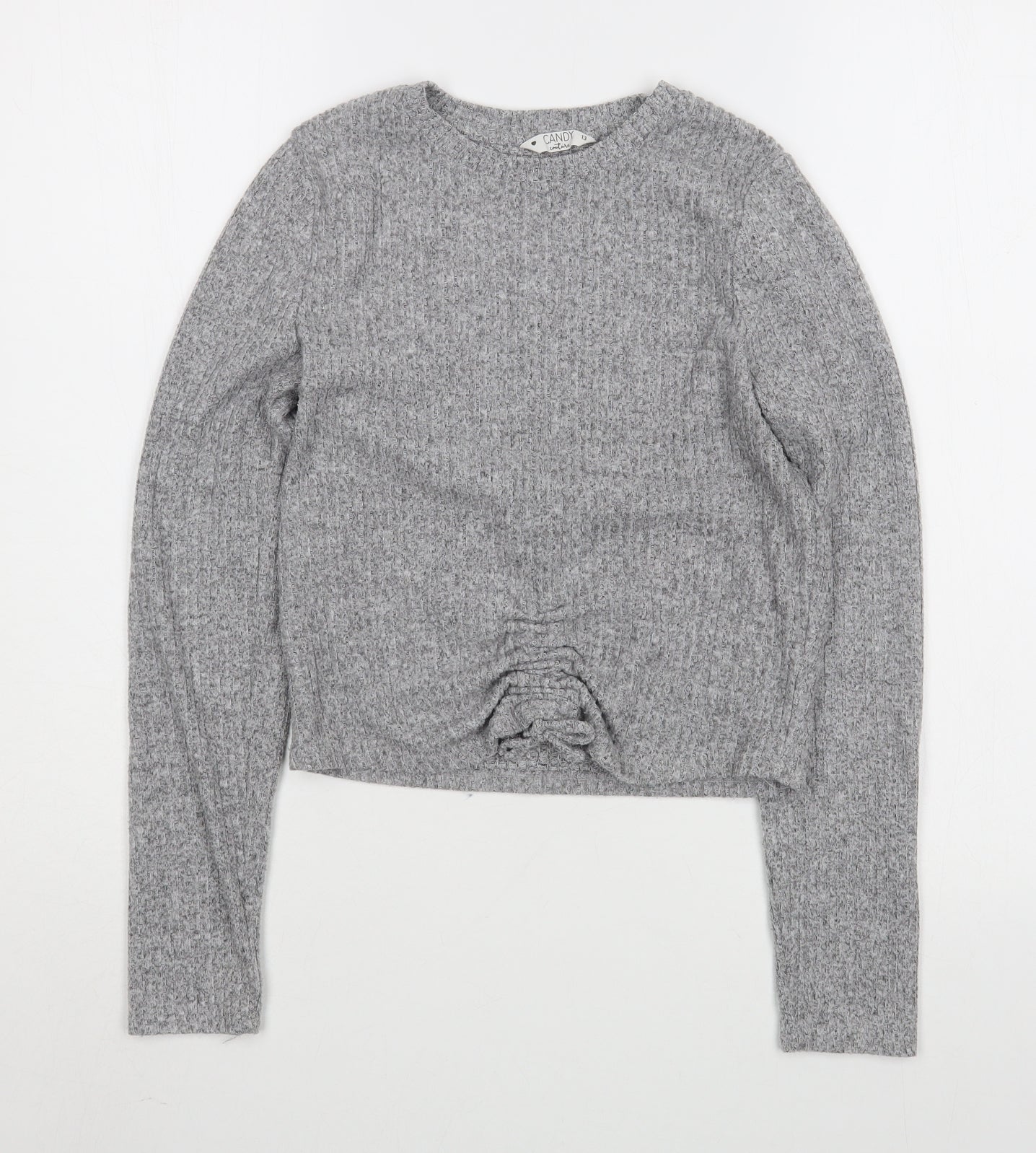 Matalan Girls Grey Round Neck  Polyester Pullover Jumper Size 13 Years  Pullover