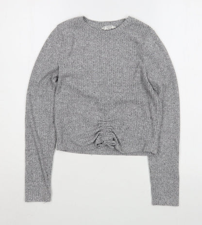 Matalan Girls Grey Round Neck  Polyester Pullover Jumper Size 13 Years  Pullover