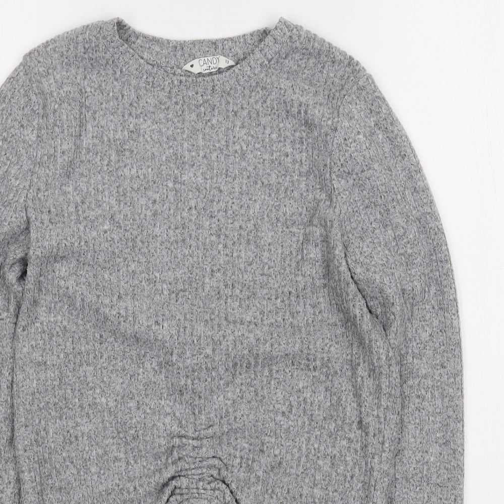 Matalan Girls Grey Round Neck  Polyester Pullover Jumper Size 13 Years  Pullover